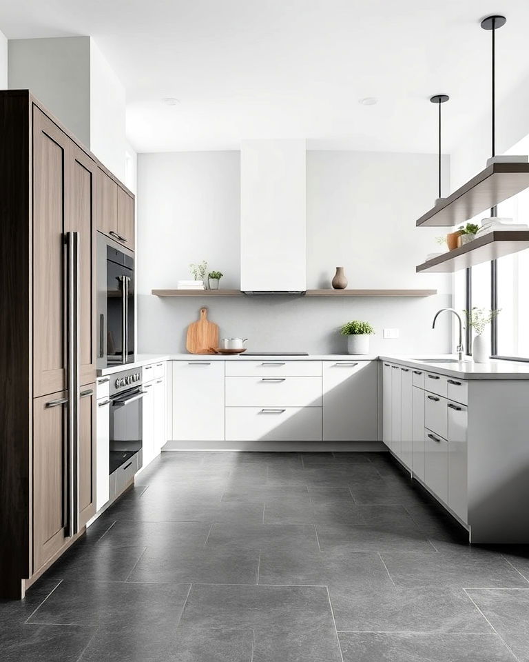 minimalist kitchen with slate flooring design - 20 Kitchens With Slate Floors