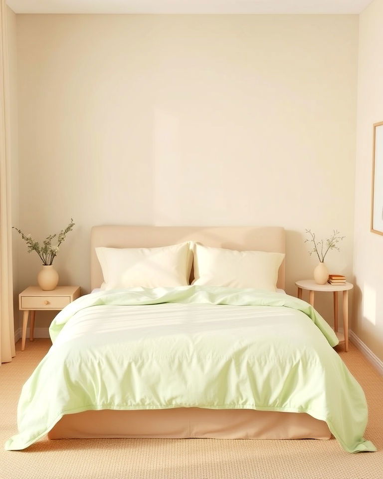 minimalist light green and beige bedroom - 30 Green and Beige Bedroom Ideas