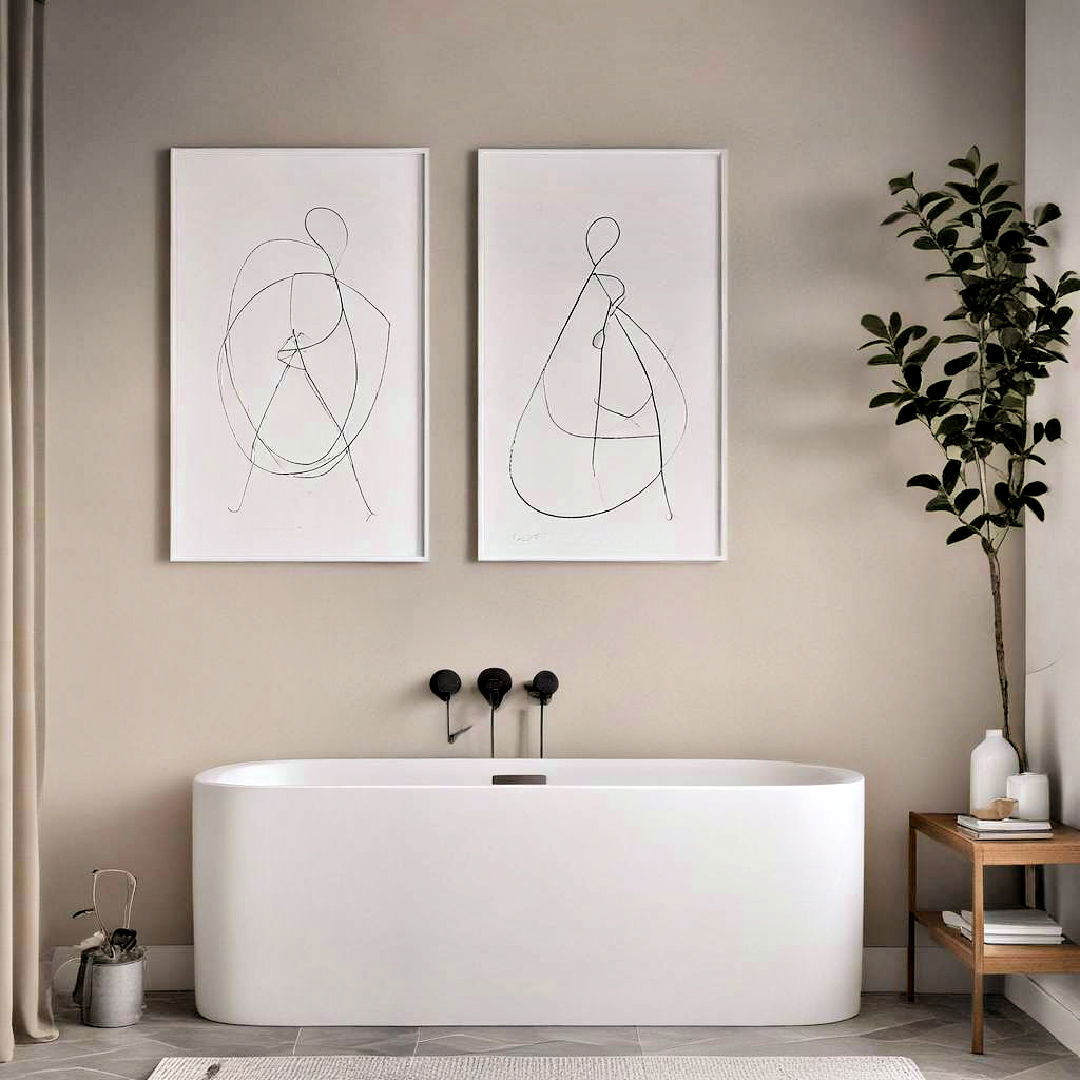 minimalist line drawing art - 25 Bathroom Art Ideas