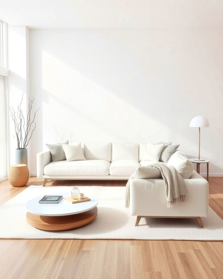 minimalist living room with white couch - 30 White Couch Living Room Ideas
