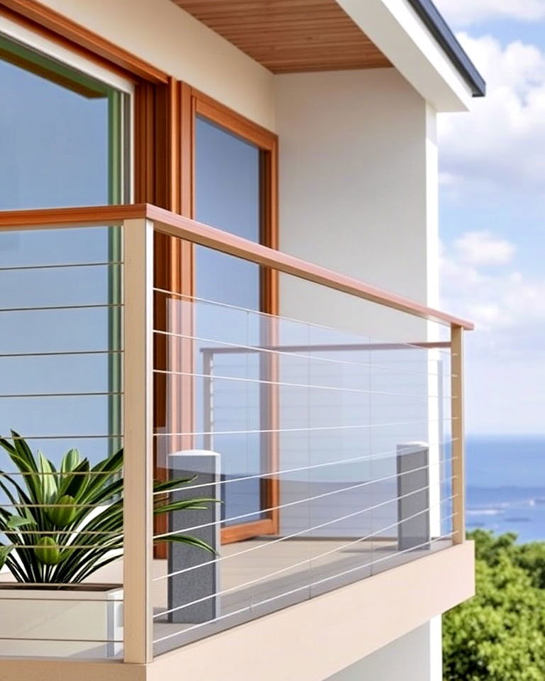 minimalist look cable railings - 25 Balcony Railing Design Ideas