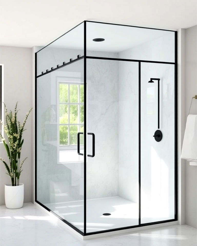 minimalist look glass shower enclosure - 20 Aesthetic Bathroom Ideas