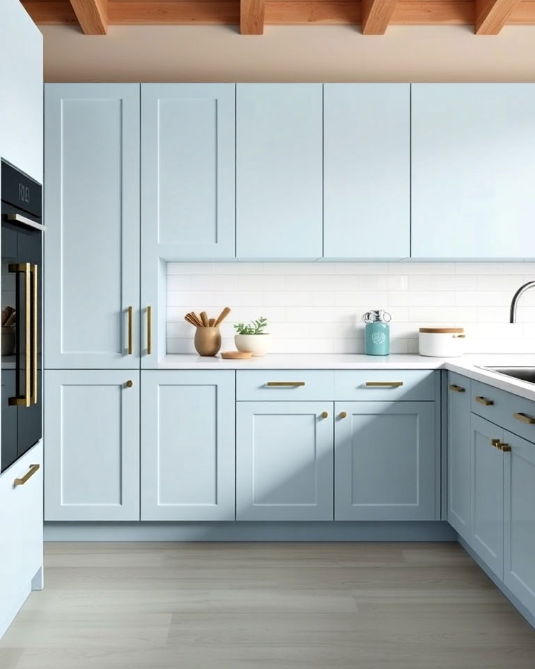 minimalist look light blue cabinets - 20 Light Blue Kitchen Cabinets Ideas