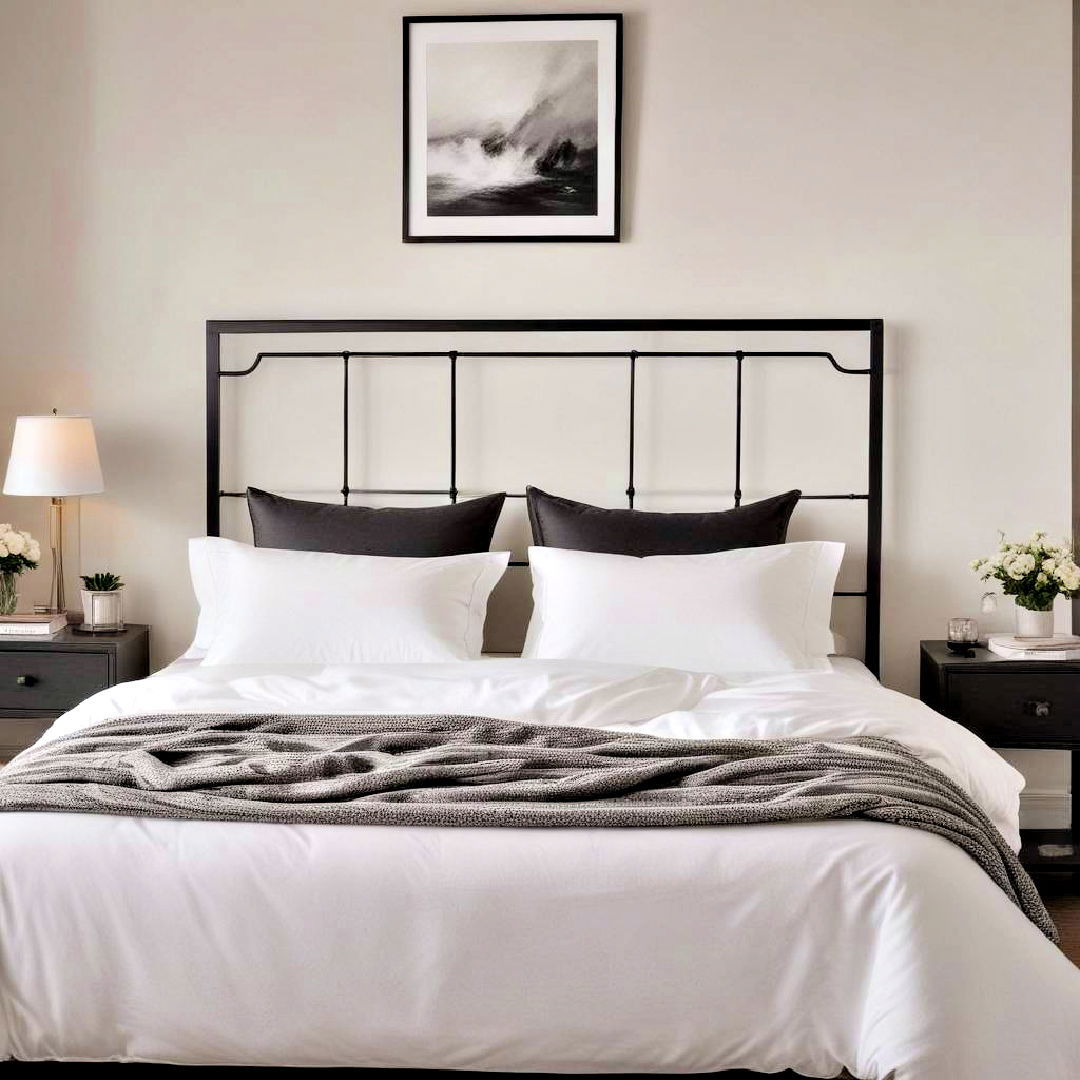 minimalist metal black headboard ideas - 15 Black Headboard Bedroom Ideas