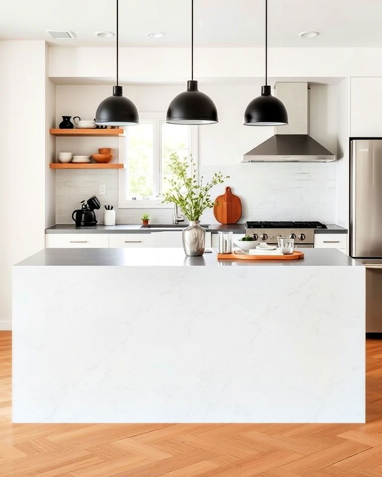 minimalist microcement kitchen island design - 20 Microcement Kitchen Ideas