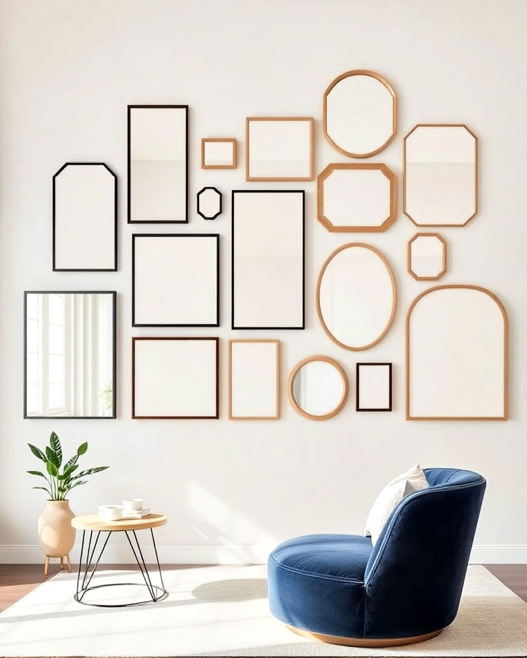 minimalist mirror collage wall - 20 Mirror Collage Wall Ideas