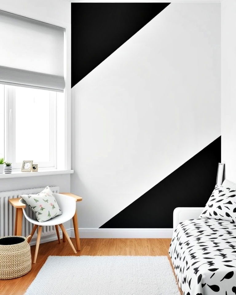 minimalist monochrome accent wall - 30 Kids Room Accent Wall Ideas