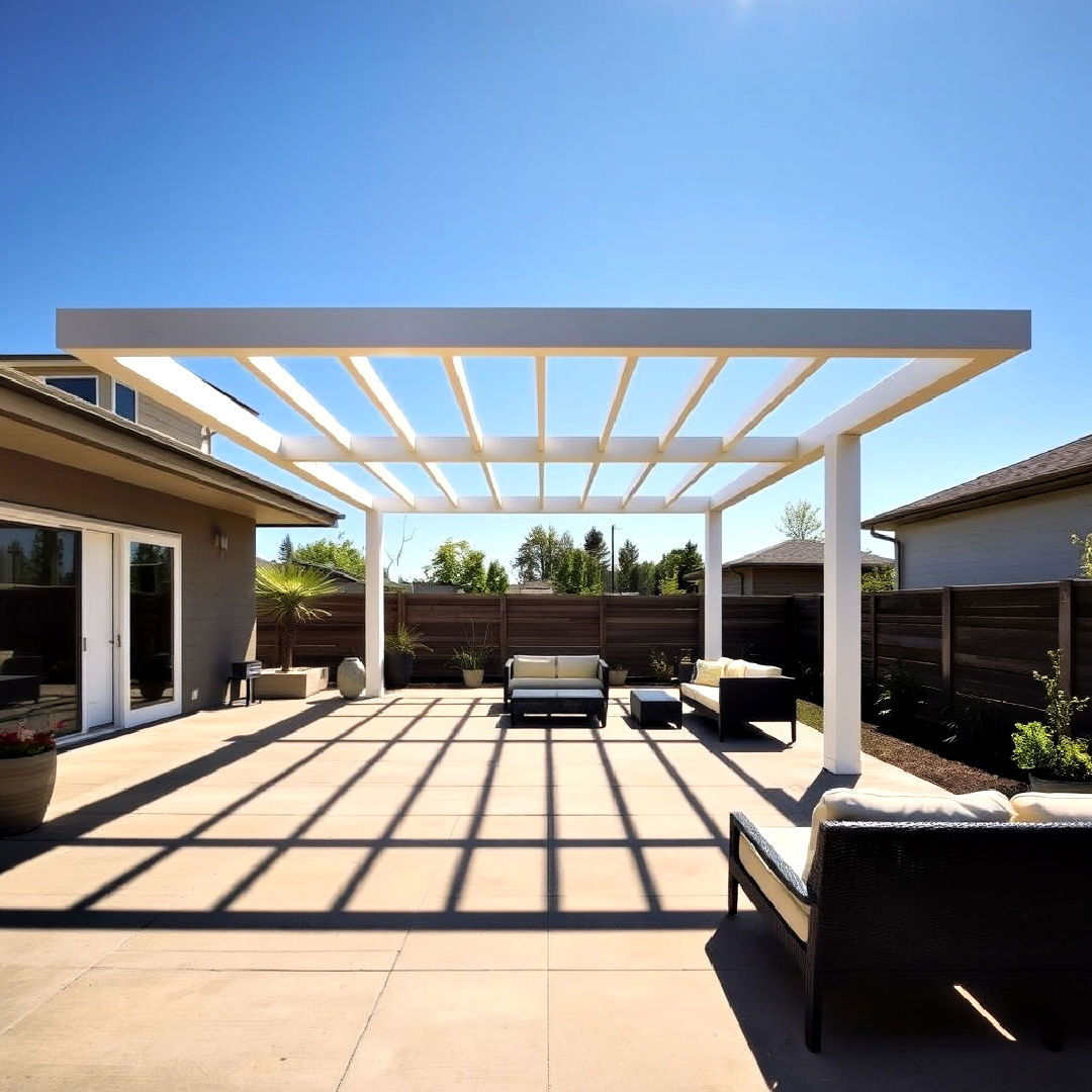 minimalist pergola with a floating roof for patio - 40 Patio With a Pergola Ideas