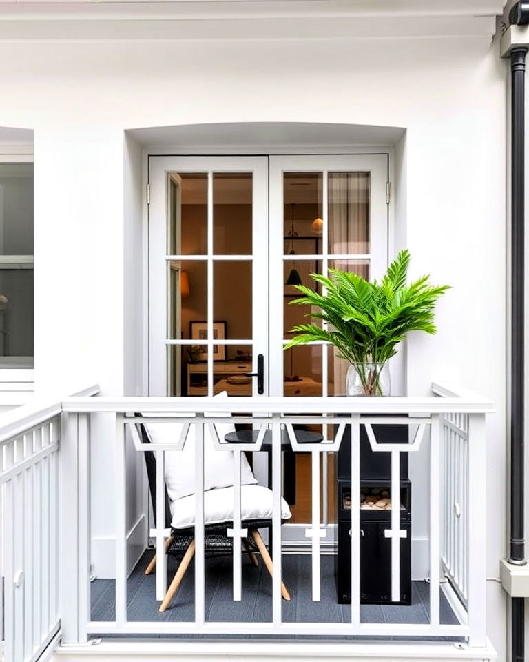 minimalist railing for classic french balcony - 25 French Balcony Ideas