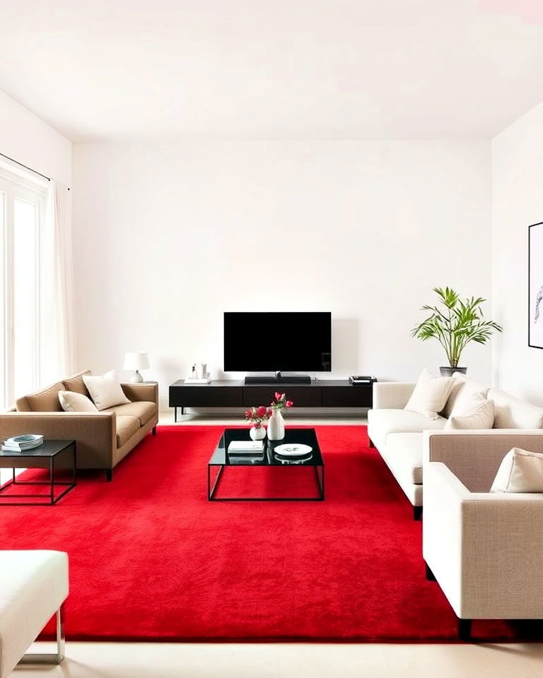 minimalist red carpet living room - 20 Red Carpet Living Room Ideas