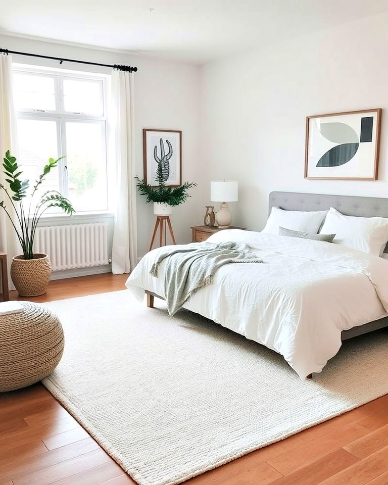 minimalist rug for underfoot comfort - 30 Bedroom Rug Ideas