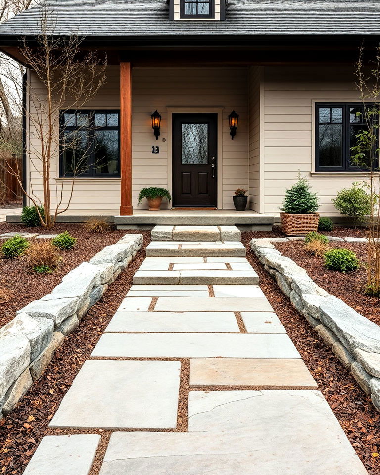 minimalist rustic stone pathway - 25 Modern Cottage House Exterior Ideas