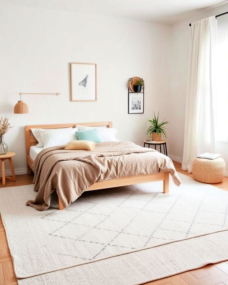 minimalist scandinavian style rug - 30 Bedroom Rug Ideas