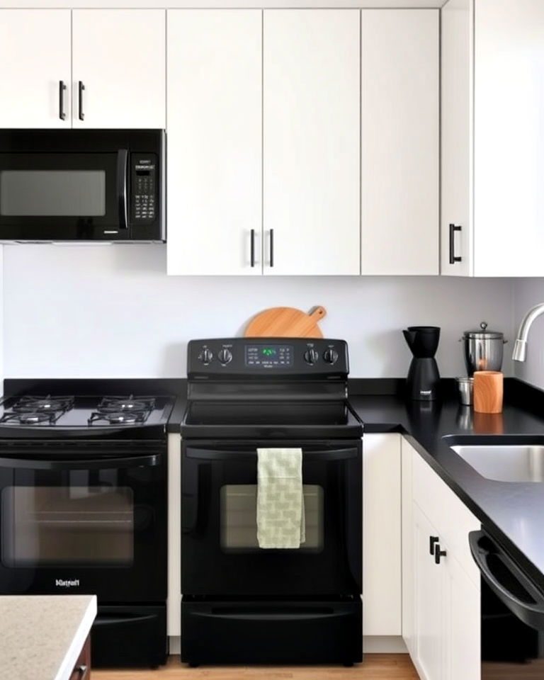 minimalist small kitchen with black appliances - 20 Small Kitchen with Black Appliances Ideas
