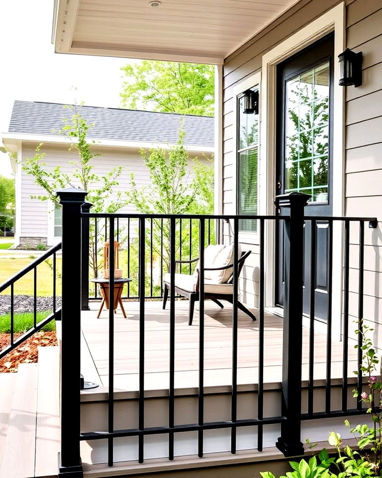minimalist thin metal railings for front porch - 25 Front Porch Railing Ideas