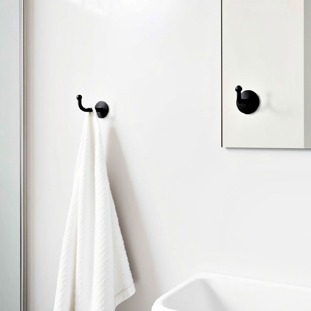 minimalist towel hooks - 40 Japandi Bathroom Ideas