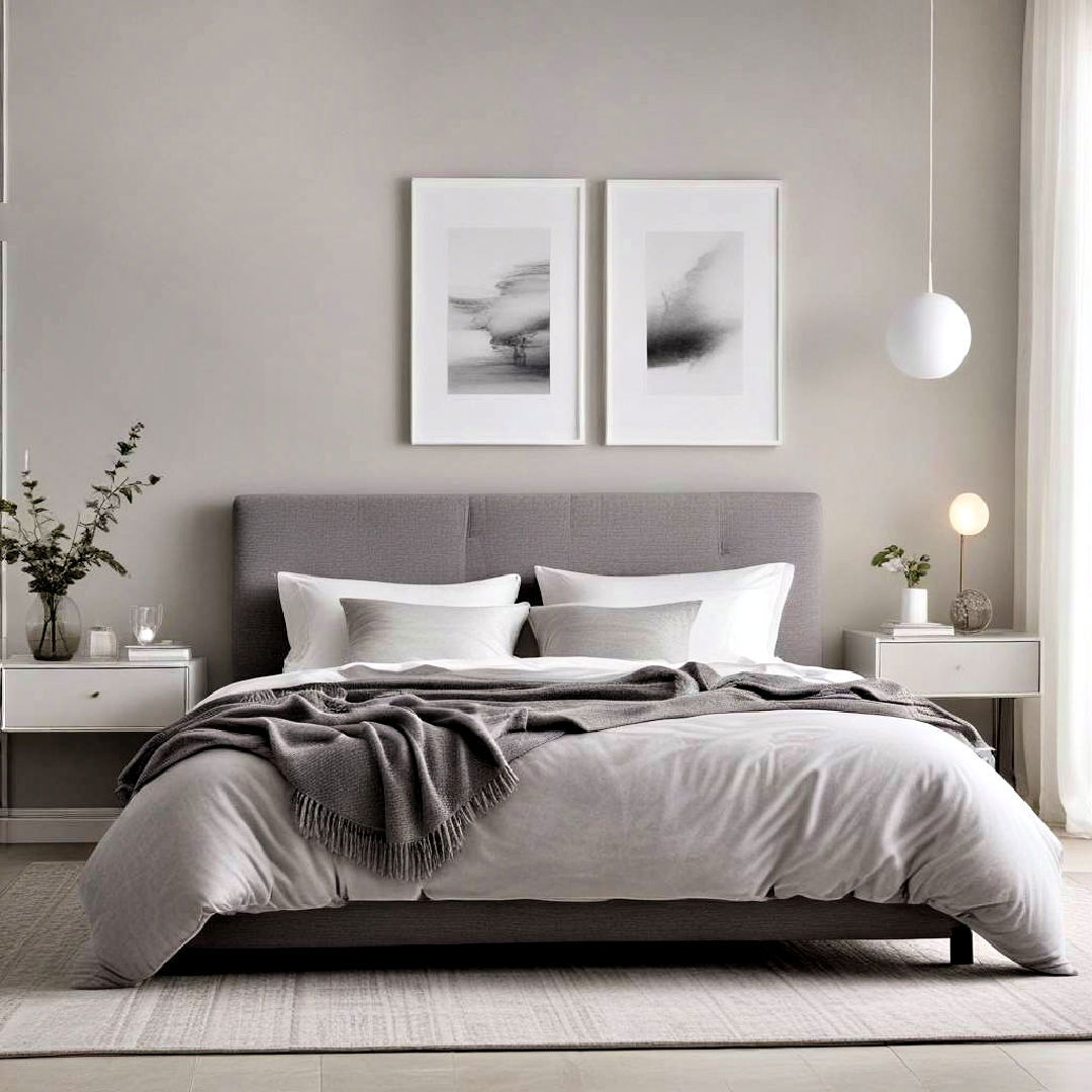 minimalist vibe grey and white bedroom - 40 Grey and White Bedroom Ideas