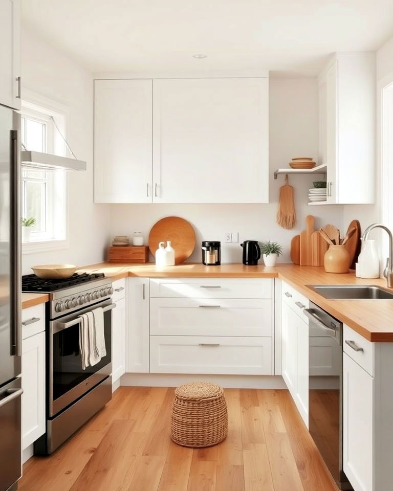 minimalist vibe white cabinets and stainless steel appliances - 25 White Kitchen with Stainless Steel Appliances Ideas