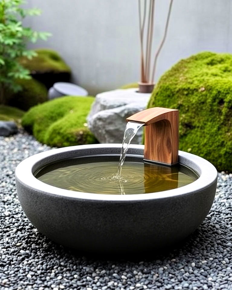 minimalist water basin for japanese garden - 40 Japanese Garden Ideas