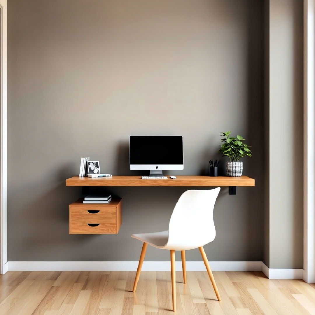 minimalist wooden floating desk - 25 Wooden Interior Design Ideas