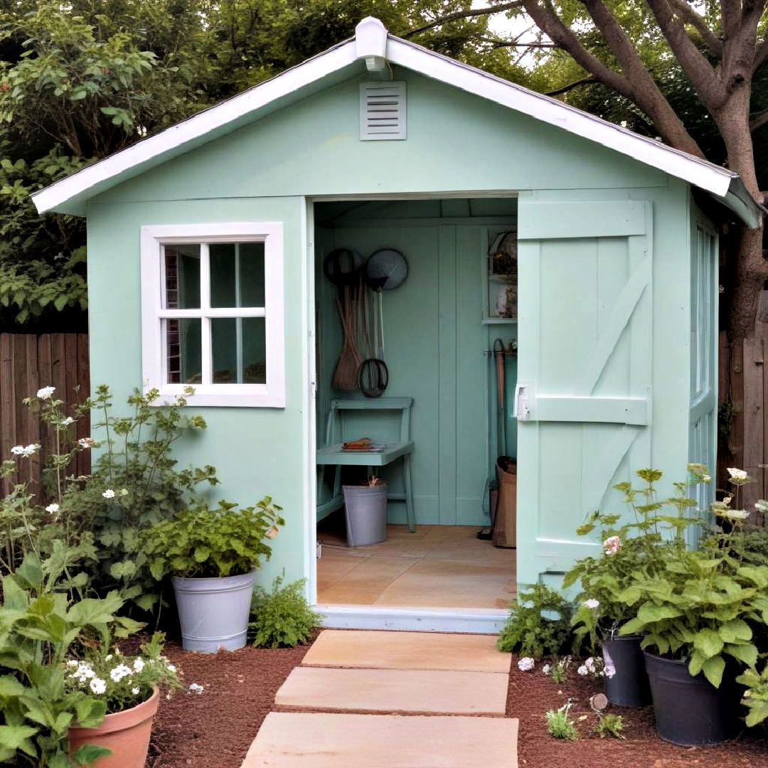 mint green color for shed - 20 Shed Color Ideas