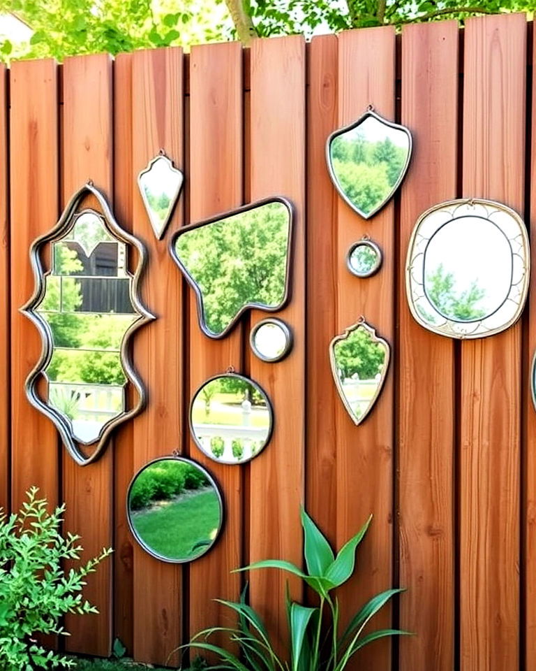 mirror accent fence art - 20 Fence Art Ideas