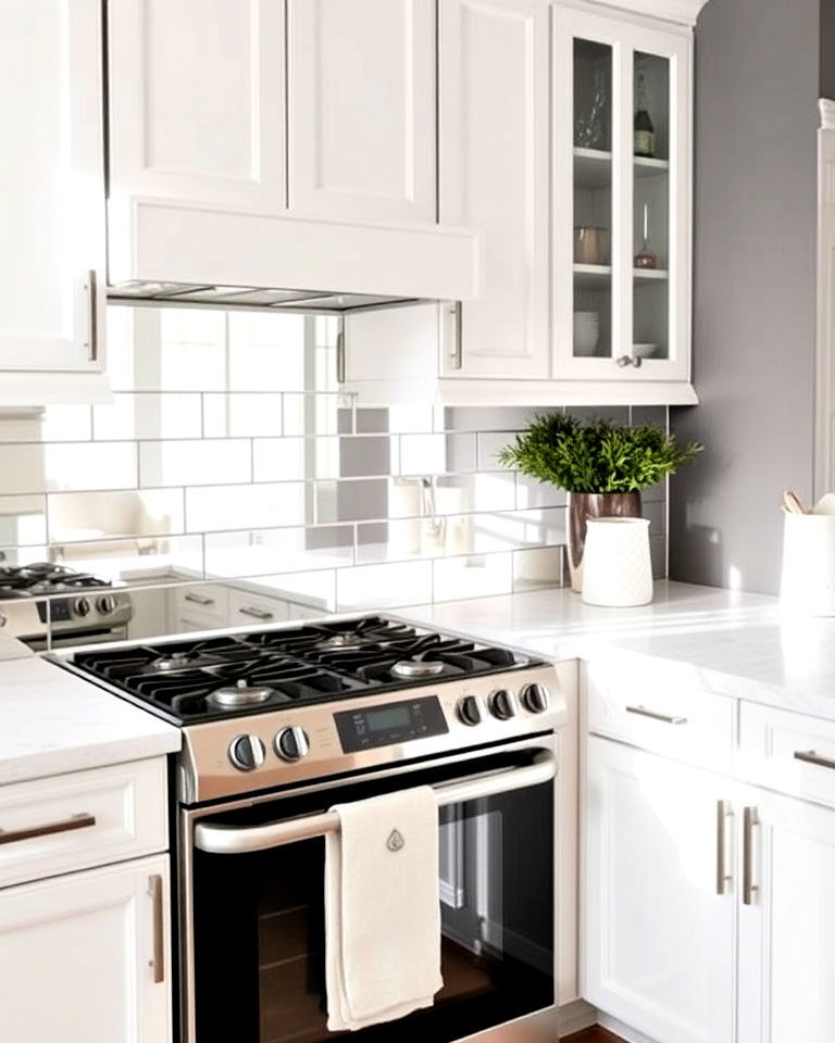 mirror backsplash for white cabinets - 40 Kitchen Backsplash Ideas for White Cabinets