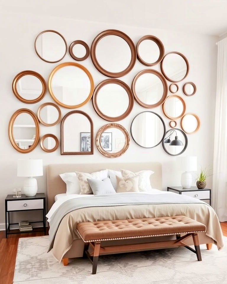 mirror collage with varying mirror sizes - 20 Mirror Collage Wall Ideas