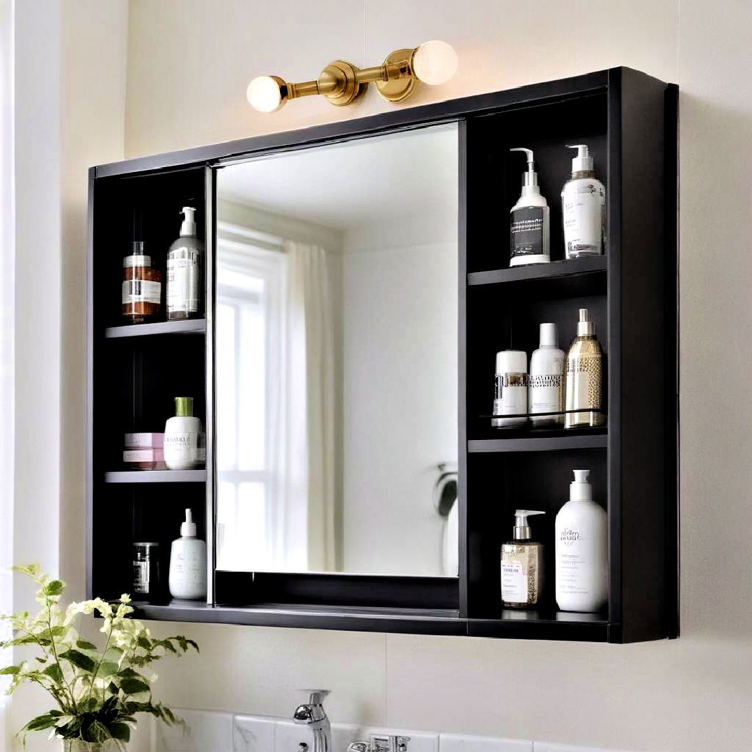 mirror with built in storage - 25 Small Bathroom Ideas on a Budget