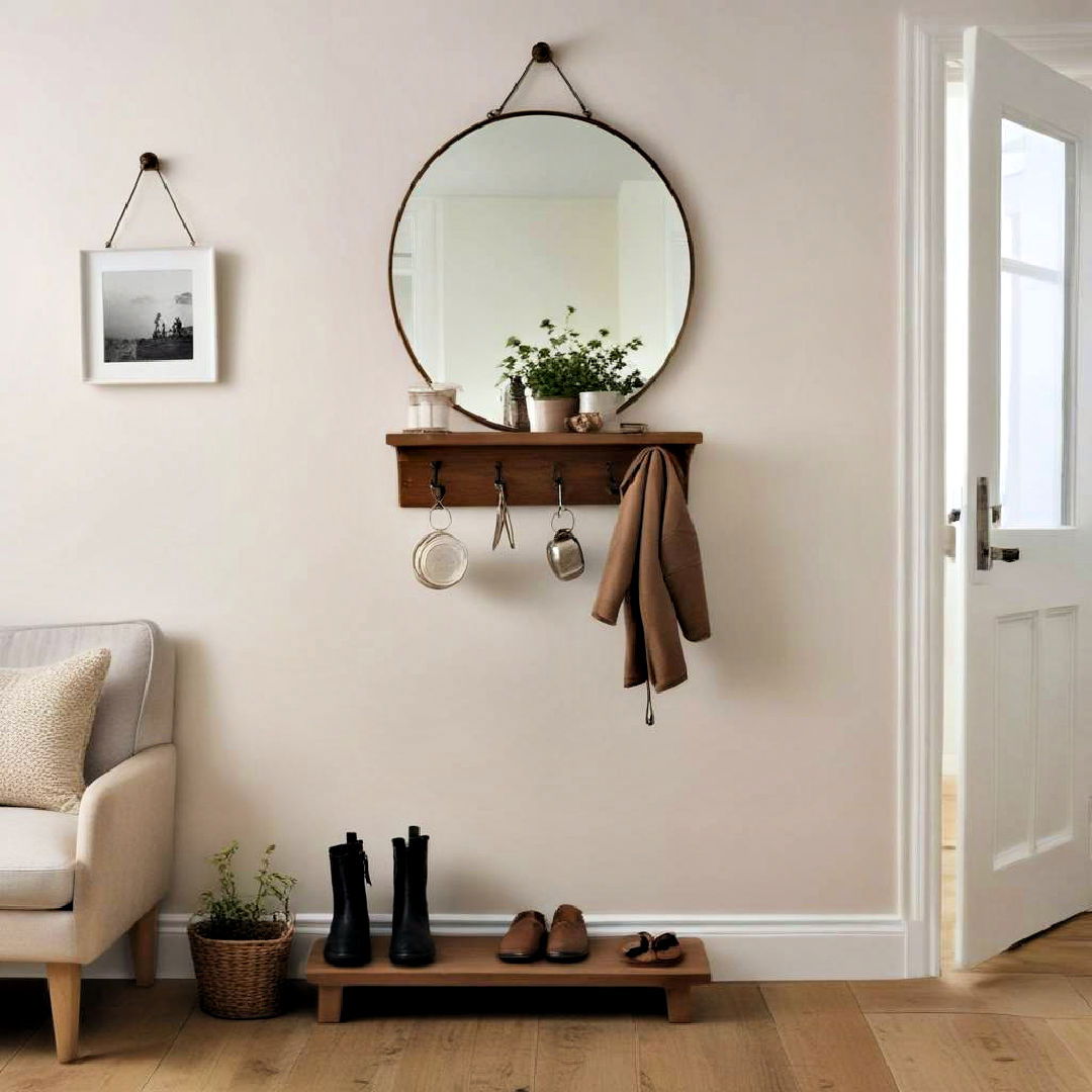 mirror with hooks for handy storage - 25 Boot Room Ideas