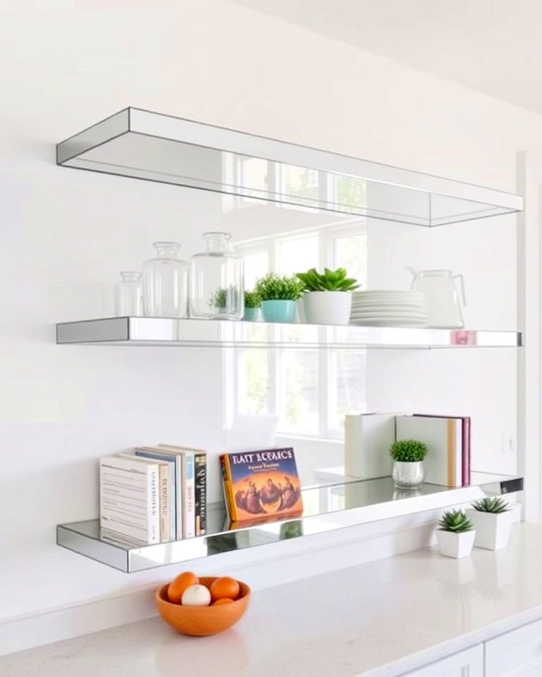 mirrored shelving unit for kitchen - 20 Mirror in Kitchen Ideas