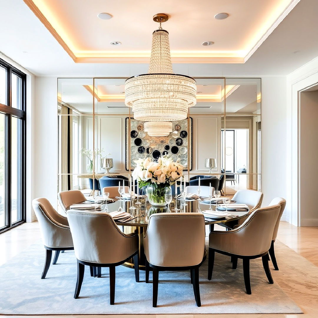 mirrored wall accents for luxury dining room - 40 Luxury Dining Room Ideas