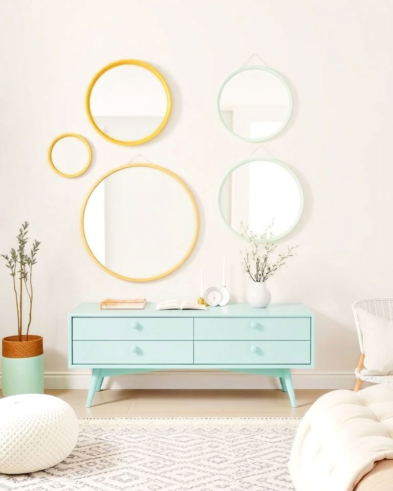 mirrors with pastel colored frames - 25 Danish Pastel Room Ideas