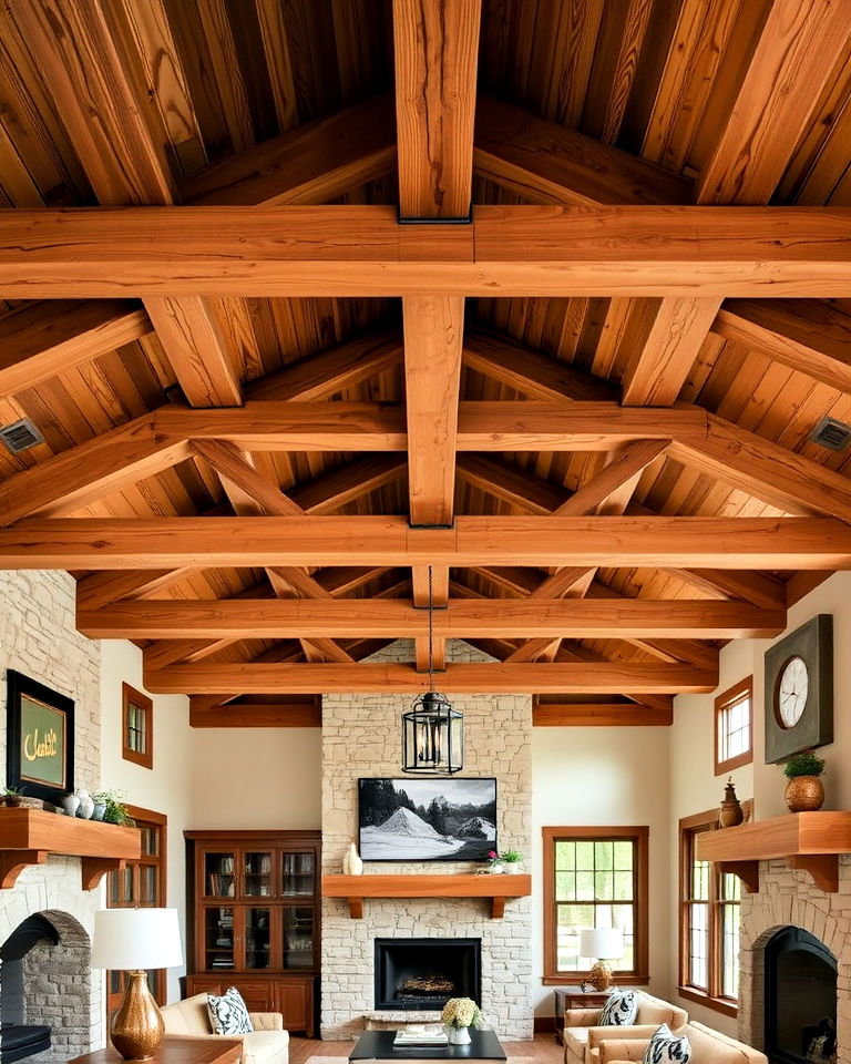 mission style exposed beam architecture - 30 Craftsman Living Room Ideas