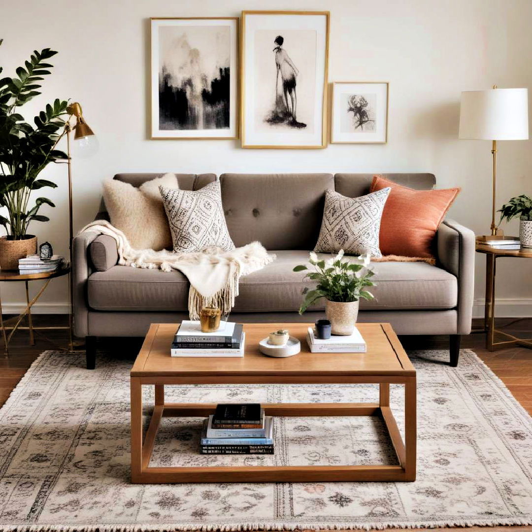 mix high and low pieces for apartment decor - 40 Apartment Decorating Ideas