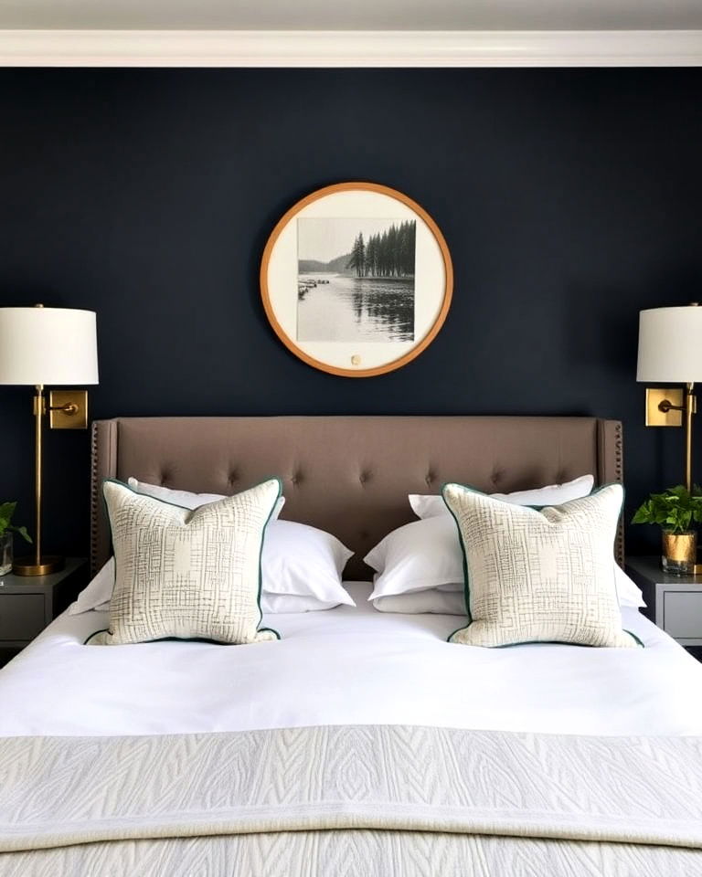 mix symmetrical and asymmetrical element - 30 Transitional Bedroom Ideas