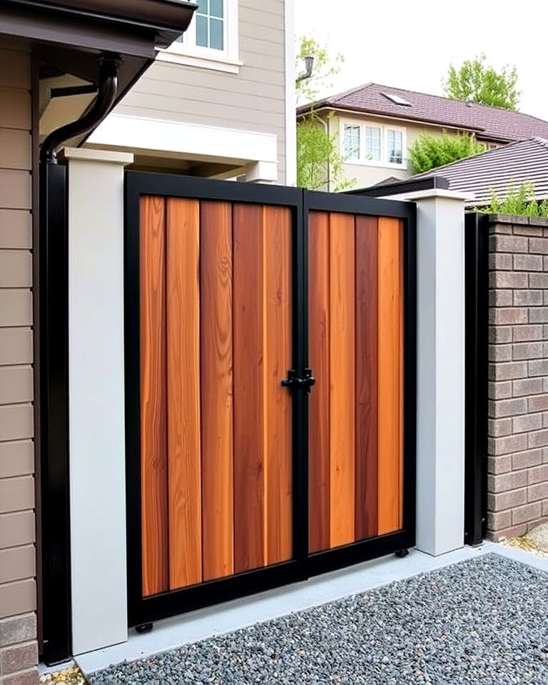 mixed material sliding gate - 30 Sliding Gate Design Ideas