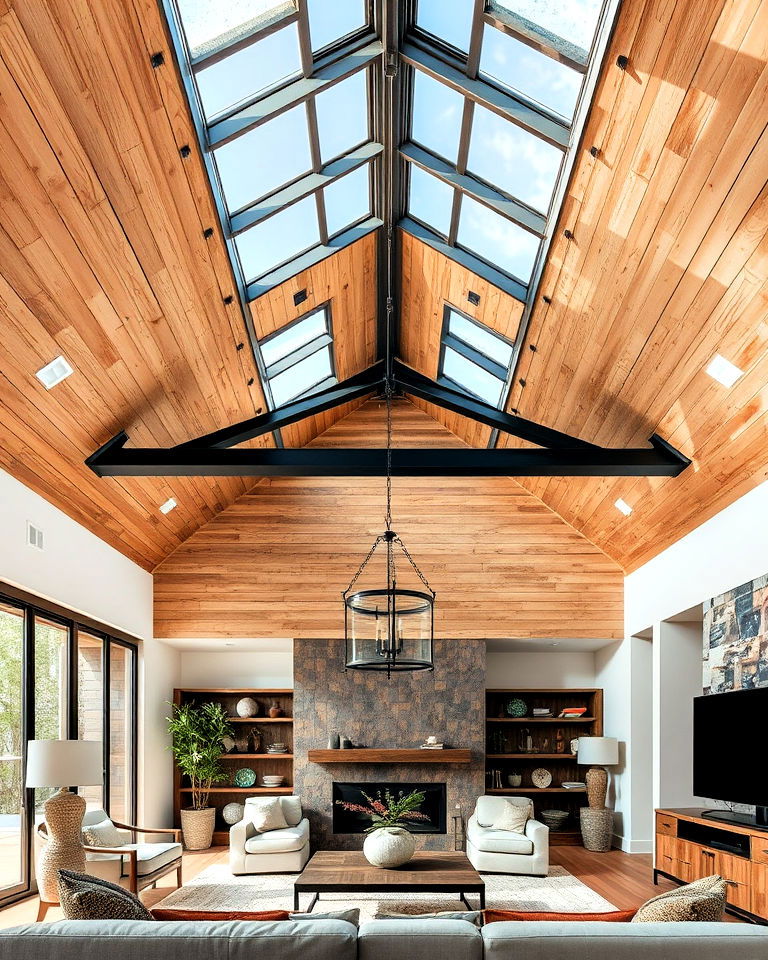 mixed material tongue and groove ceiling ideas - 20 Tongue and Groove Ceiling Ideas