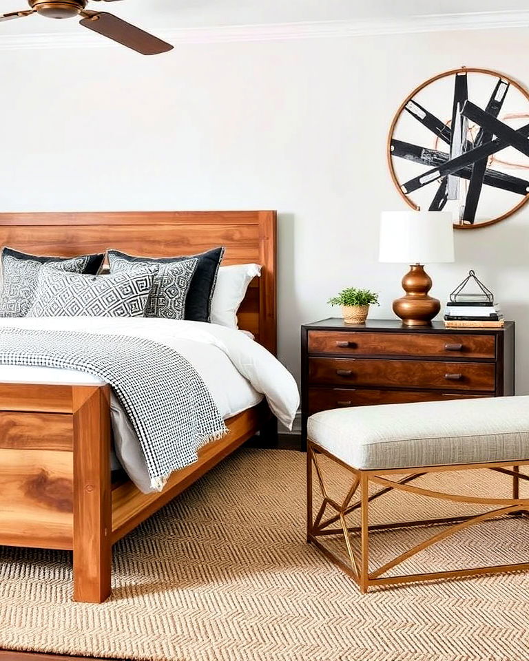 mixed materials to add added depth - 30 Transitional Bedroom Ideas
