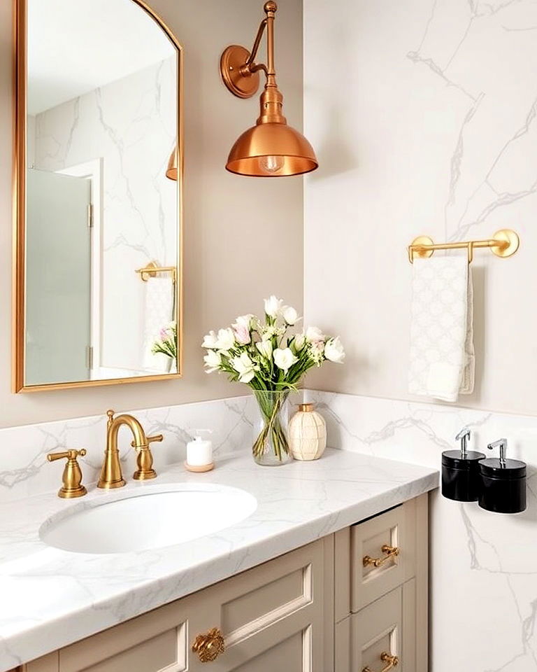 mixed metal finishes to add richness - 20 Maximalist Bathroom Design Ideas
