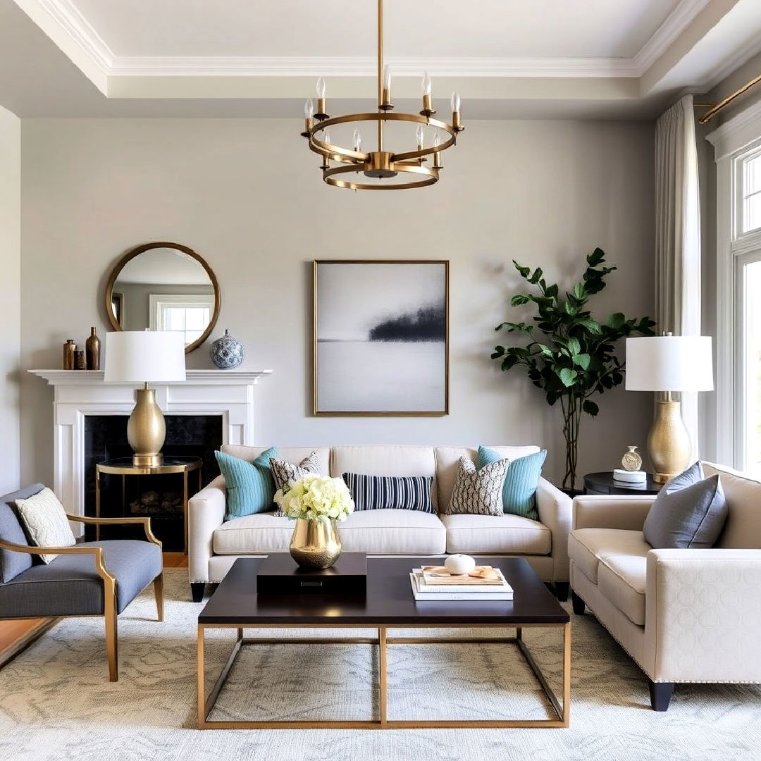 mixing metals for a contemporary edge - 40 Transitional Living Room Ideas