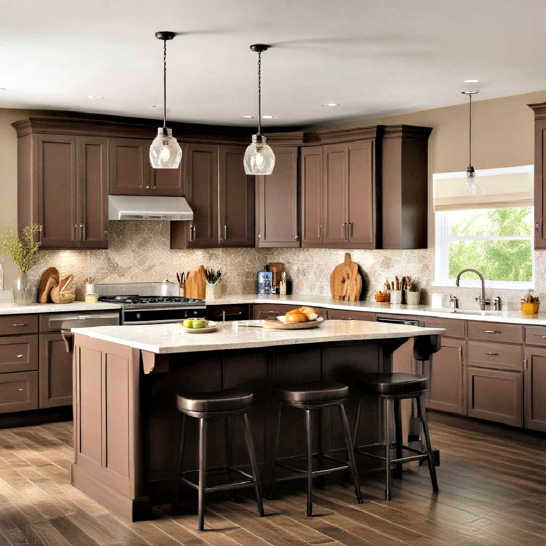 mocha brown cabinets for cozy environment - 40 Painted Kitchen Cabinet Ideas