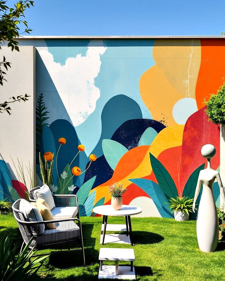 modern abstract nature mural - 30 Garden Mural Ideas