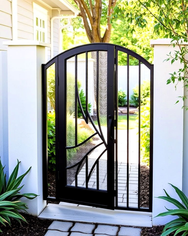 modern aesthetic contemporary curved metal gate - 25 Metal Garden Gate Ideas