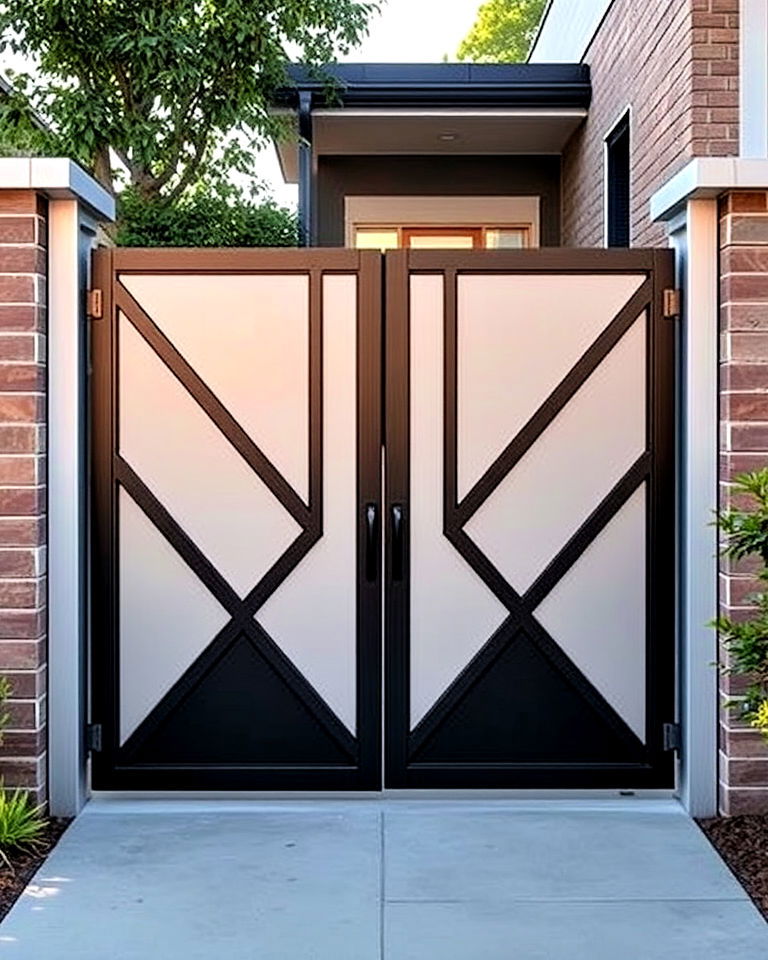 modern aesthetic geometric aluminum gate - 20 Front Door Gate Ideas