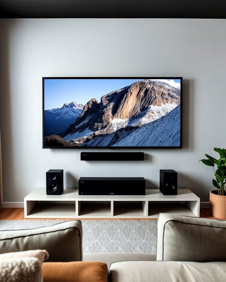 modern aesthetic minimal sound system - 40 Small Home Theater Ideas