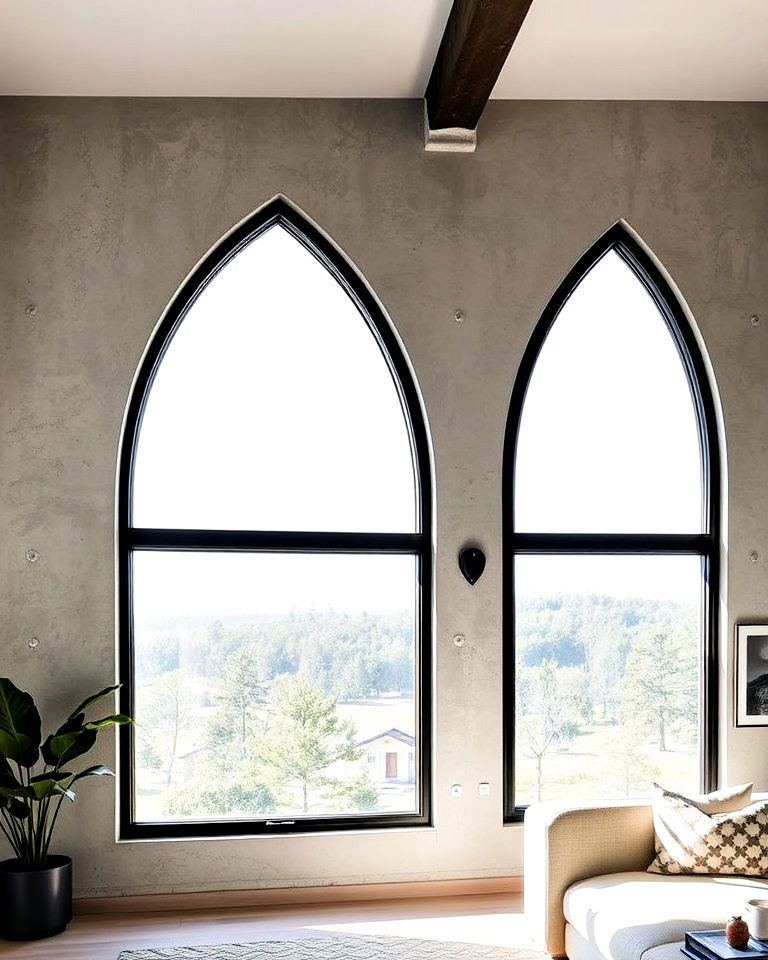 modern aesthetic minimalist black framed arch window - 30 Arch Window Design Ideas
