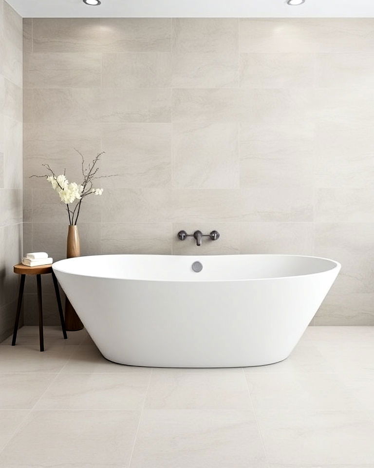 modern aesthetic minimalist large format tiles - 40 Bathtub Tile Ideas