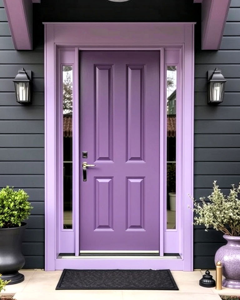 modern aesthetic smoky purple door - 20 Purple Front Door Ideas