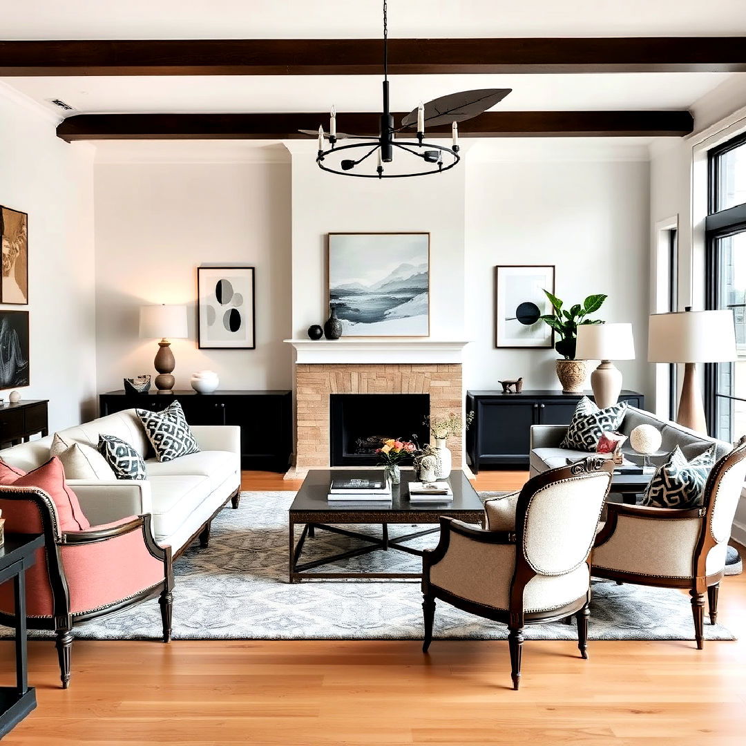 modern and traditional furniture for transitional living room - 40 Transitional Living Room Ideas